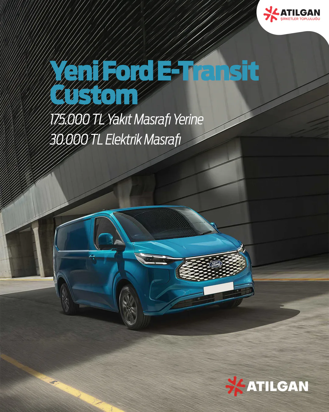 Ford E-Transit Custom Atılgan sosyal medya gönderisi